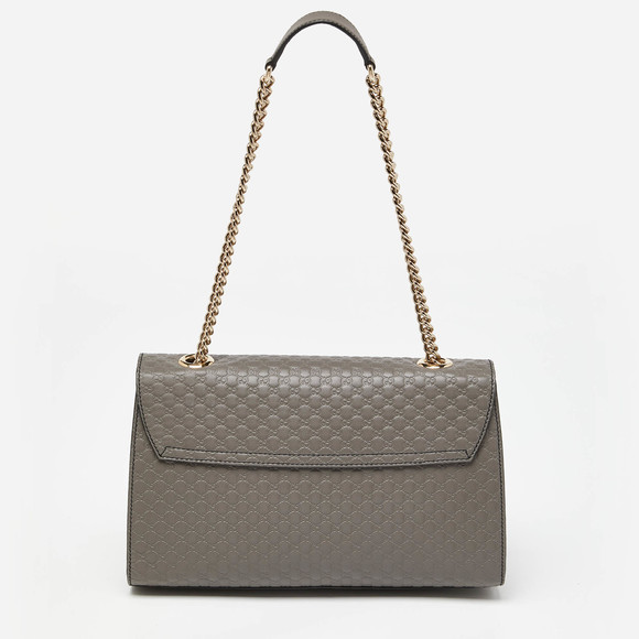 GUCCI Grey Microssima Leather Medium Emily Chain Shoulder Bag - Picture 4 of 8